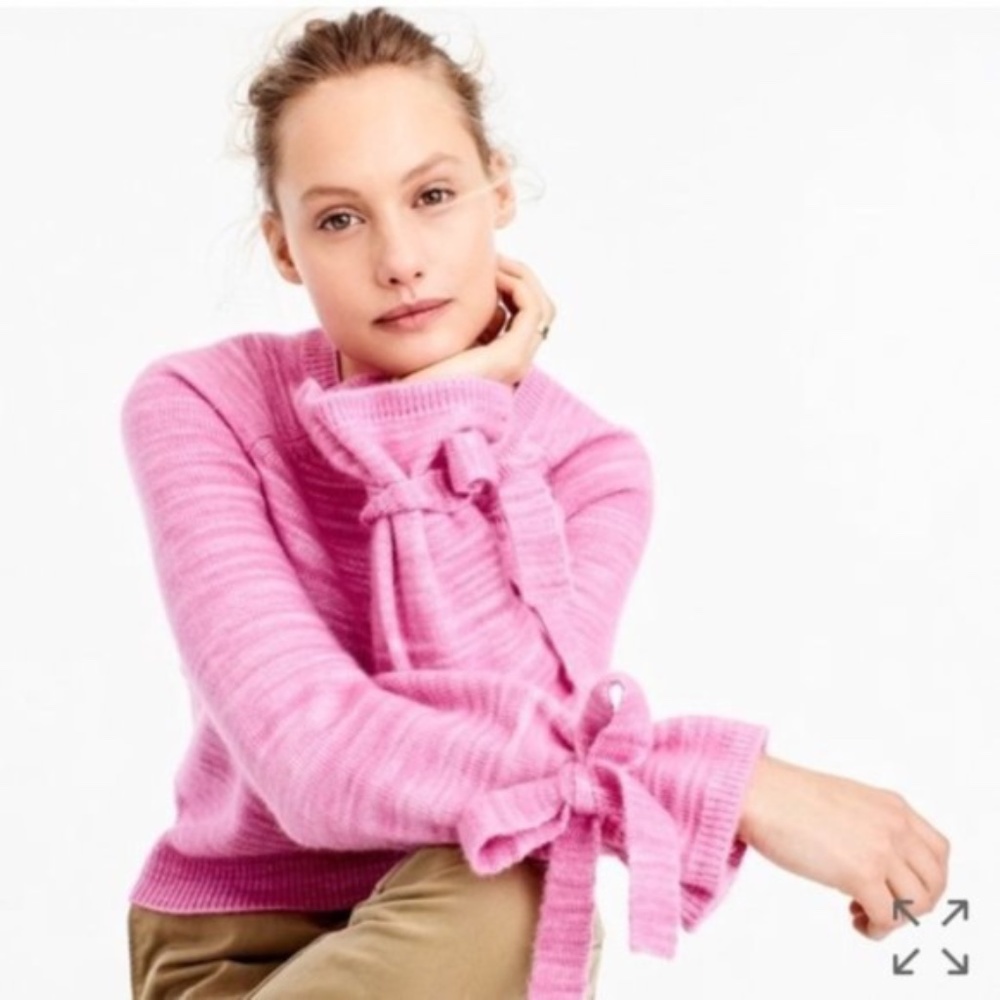 J.Crew Collection Pink Wool Tie-Sleeve Sweater XS